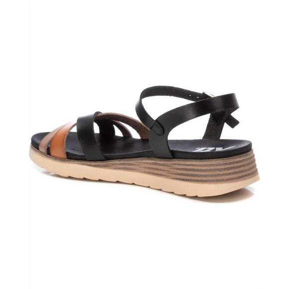 NEW XTI women's low wedge strappy sandals in black - Picture 3 of 3